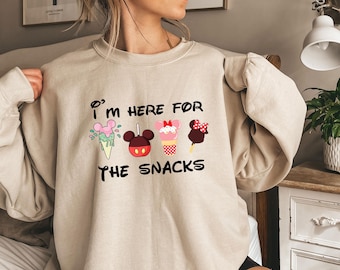 Sudadera con capucha I'm Here For The Snacks, sudadera de Disney, sudadera con capucha de vacaciones familiares en Disneyland, sudadera con capucha a juego para viajes a Disneyworld, regalo de Disney