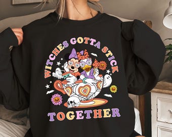 Disney Girls Trip Sweatshirt, Besties Halloween Crewneck, Witches Gotta Stick Together, Minnie and Daisy Matching Sweater, Vacation Pullover