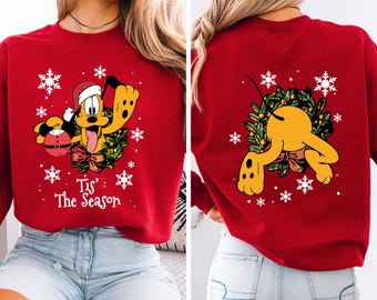 Disney Christmas Sweatshirt, Funny Pluto Hoodie, Tis The Season Crewneck, Front Back Design, Dog Mom Gift, Family Holiday 2025