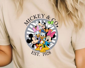 Camiseta de viaje familiar a Disneylandia, camiseta retro de Mickey & CO de 1928, camiseta de Mickey y sus amigos, camiseta de Disneyworld, regalo familiar de Disney