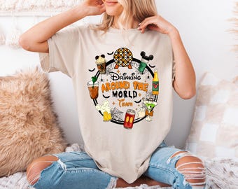 Disney Drinking Team Shirt, Halloween Drinking Around The World Tee, Epcot Spooky Season Top, Adult Disney World Trip Tee, Showcase Snacker