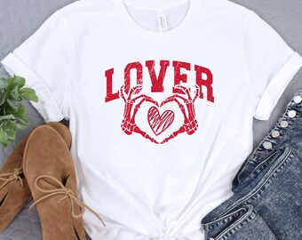 Liebhaber Herz Shirt, Valentinstag Shirt, Valentinstag Skelett Tshirt, Geschenk für sie, süßes Valentinstag Shirt, Liebhaber Shirt, Valentinstag Geschenk