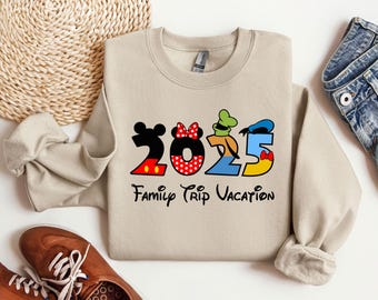 Mickey Minnie Goofy Donald 2025 Disney Familienurlaub Hoodie, Disney Trip Matching Group Sweatshirt für Parks