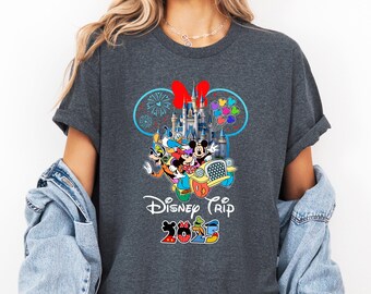 Viaje a Disney 2025, camiseta con orejas de Mickey y Minnie, camisetas de vacaciones en Disneyland, camiseta familiar Disney a juego, camiseta de Mickey y sus amigos