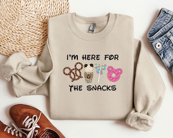 Sudadera con capucha I'm Here For The Snacks, sudadera de Disney, sudadera con cuello redondo para vacaciones familiares en Disneyland, sudadera a juego para viajes a Disneyworld