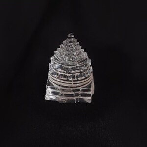Clear Quartz Shriyantra | Hand-Carved Sacred Geometry for Wealth, Meditation , Prosperity & Spiritual Energy | Natural Sphatika