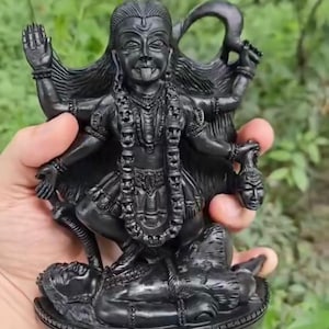 Black Aventurine Ma Kali Statue | Handcarved Goddess Kali with Four Arms | Divine Energy | Protection & Transformation Idol | Spiritual Gift
