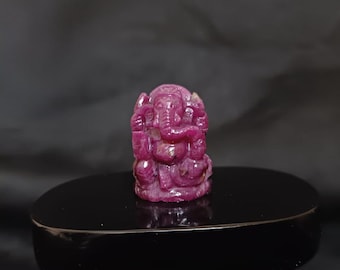 African Ruby Ganesha Pendant | Hand-Carved Ganesh in Brass Setting for Prosperity and Blessings