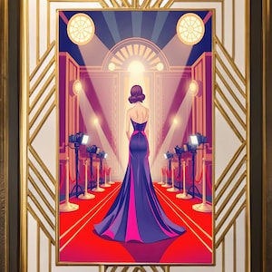 1920s Art Deco Red Carpet Poster: Hollywood Glamour (Digital Download)