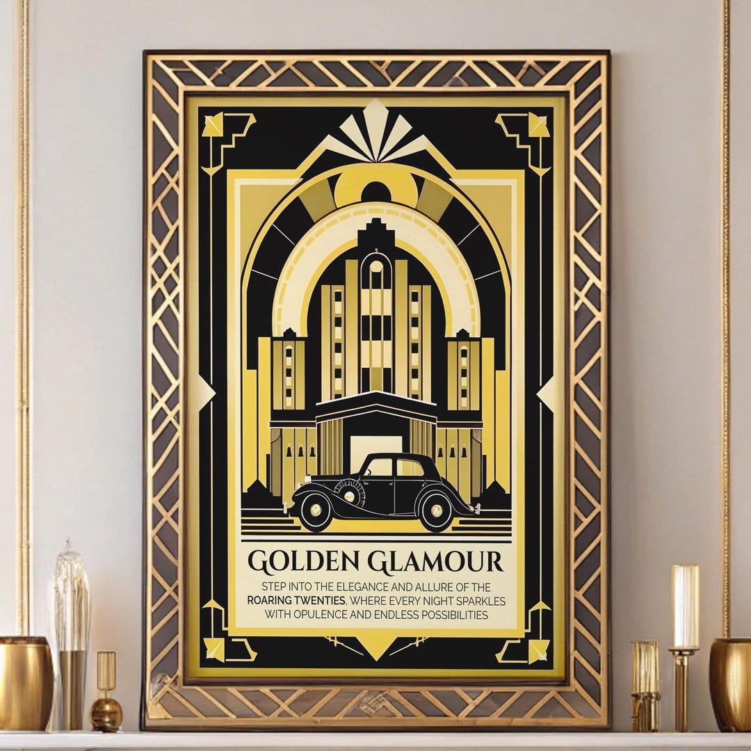 Art Deco Car Poster: 1920s Golden Glamour Print (digital Download) - Etsy