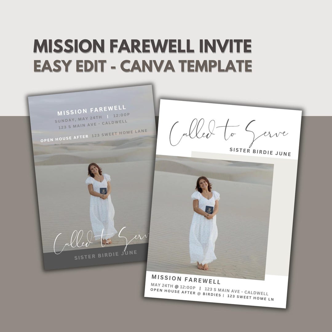 Message Leavers Service LDS Missionary Farewell Invitation – Called to Serve Canva Template ...