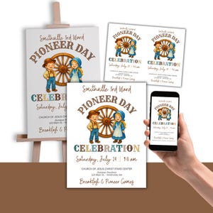 Pioniertag Einladung & Poster Bündel | LDS Ward Pfahl Hauptaktivität | 24 Juli Event Flyer | Pioniertag Printables | Einfach und KOSTENLOS bearbeitbar