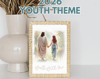 2026 LDS Jugend Thema, „Geh mit mir“ Bildgrafiken & Lesezeichen | Digitaler Download