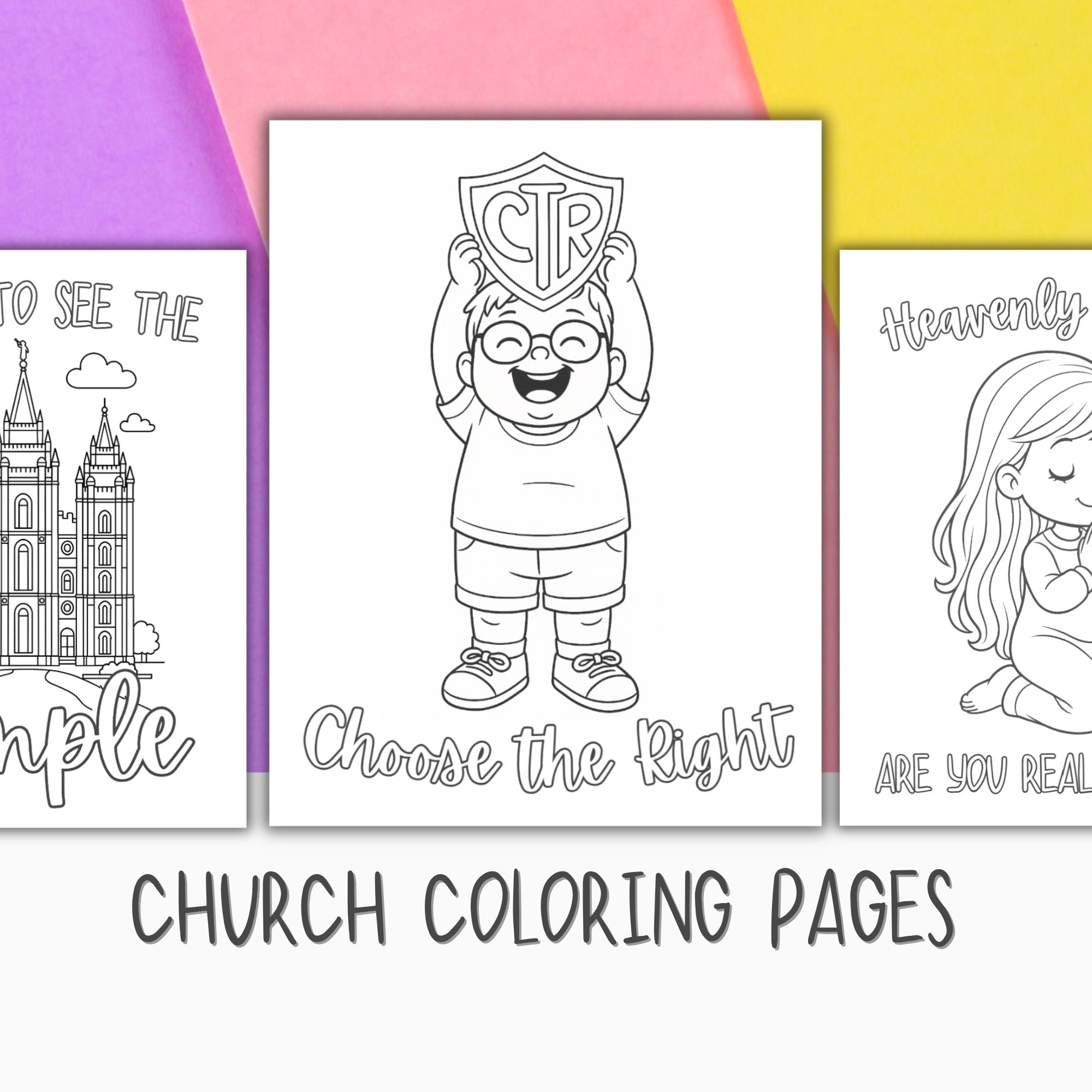 LDS Kids Coloring Pages: CTR, Temple, Praying (PDF Download) - Etsy
