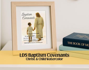 Art du baptême des SDJ | Impression aquarelle Jésus et garçon (téléchargement PDF)