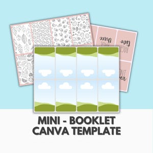 Mini Booklet Canva Template | 2.75&quot; x 4.25&quot; Foldable Zine | Printable DIY Pocket Booklet with Cut & Fold Instructions | Digital Download