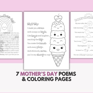 Mother&#39;s Day Coloring Page Poems for Kids  |  All About Mom Activity Sheets  |  Printable Gift for Mom Instant Download PDF