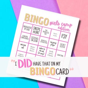 LDS Girls Camp Bingo |  J'avais ça sur mon jeu de bingo |  30 cartes de bingo imprimables uniques pour les activités du camp des jeunes filles