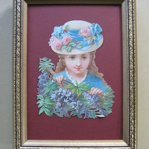 Vintage Portrait English Garden Purple Wisteria 1920's Straw Garden Hat image 1