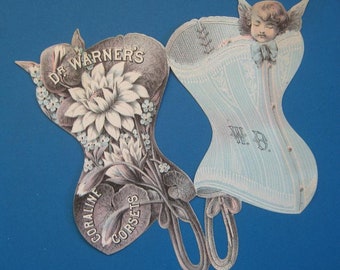 1890's Victorian Die Cut Dr. Warner's Coraline Corset Trade Card