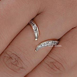 Tapered Baguette Cut Lab Diamond V Shape Curved Band, 14K Yellow Gold Band, Conflict Free Diamond Channel Set Band, Wedding Band For Her