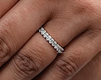 18K Solid Gold Eco-Friendly Diamond Band, Oval Cut Lab Grown Diamond Band, Full Eternity CVD Diamond Band, Lab Diamond Band For Wedding