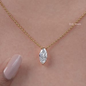 1 Carat Marquise Cut Lab Diamond Solitaire Necklace, Eco Friendly Diamond Engagement Necklace, CVD Diamond Minimalist Necklace For Love
