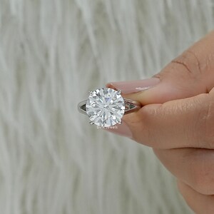 Round Cut Lab Made Diamond Solitaire Anniversary Ring  Handcrafted Diamond Bridal Ring  14K Solid Gold Split Shank Ring  Gift For Her