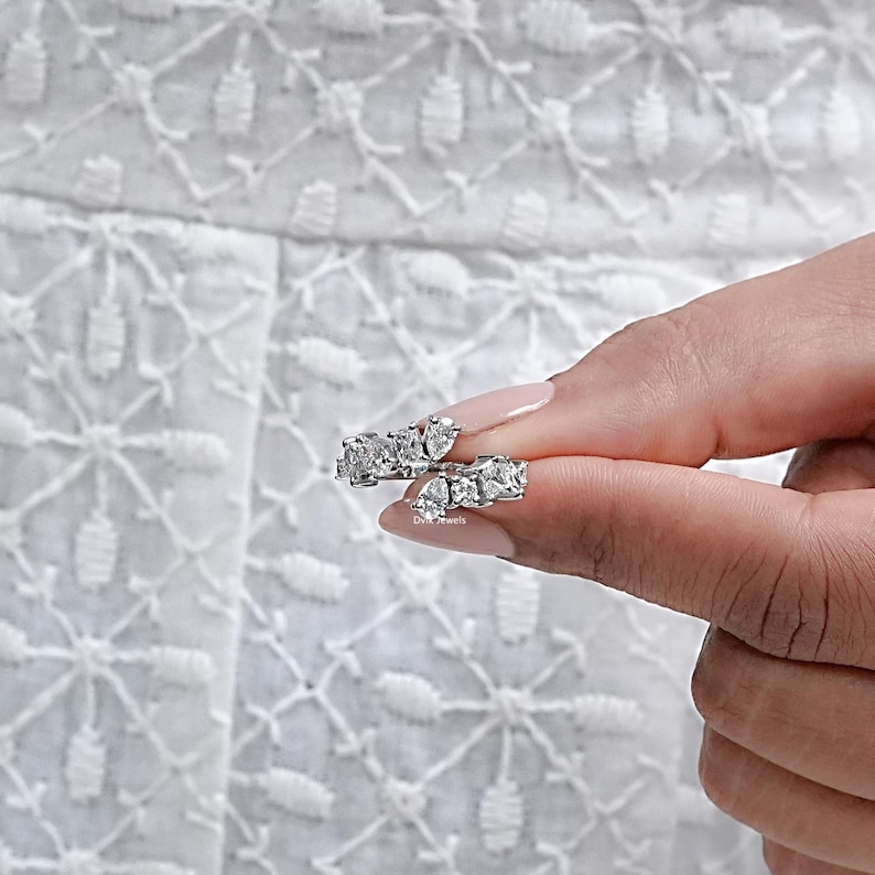 Multi Shape Lab Grown Diamond Bypass Style Ring, Prong Set CVD Diamond ...