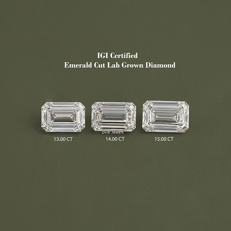 Emerald Cut Lab Grown Loose Diamond, 11.00 To 15.00 CT Lab Created Diamond, IGI Certified CVD Diamond For Ring, Personalized Gift For Her