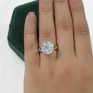 Round Cut Lab Made Diamond Solitaire Anniversary Ring  Handcrafted Diamond Bridal Ring  14K Solid Gold Split Shank Ring  Gift For Her