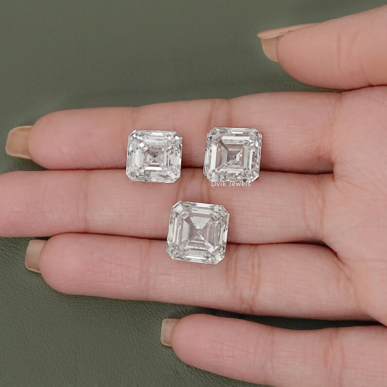 11.00 To 15.00 Carat Asscher Cut Lab Loose Diamond, IGI Certified Diamond For Jewelry Making, Conflict Free Loose Diamond For Wedding Ring