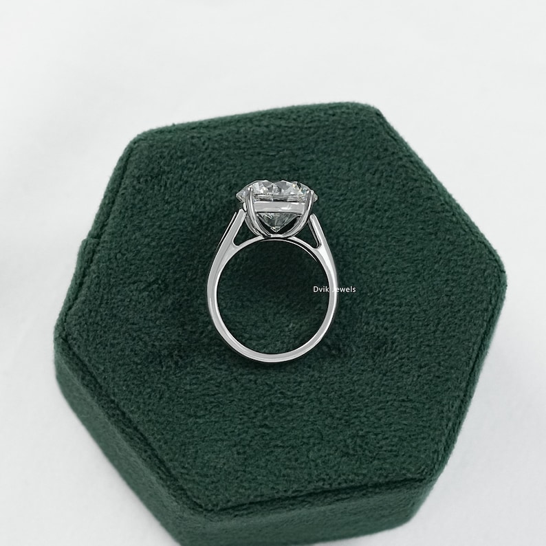 Round Cut Lab Made Diamond Solitaire Anniversary Ring  Handcrafted Diamond Bridal Ring  14K Solid Gold Split Shank Ring  Gift For Her