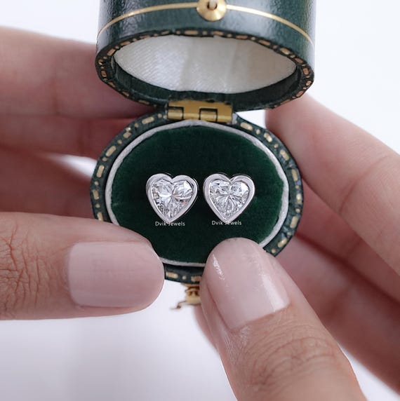 Orecchini A Cuore In Argento 925 Con Chiusura A Vite - Orecchini A Bottone Per Ragazze E Donne - Regalo Di Gioielli