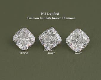 11.00 To 15.00 CT Square Cushion Cut Lab Grown Diamond, Handcrafted Diamond For Custom Jewelry, Eco Friendly IGI Certified Loose Diamond