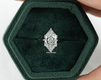 Dutch Marquise Cut Lab Made Solitaire Diamond Wedding Ring, Handcrafted Diamond Proposal Ring, 14K Solid Gold Tulip Set Engagement Ring