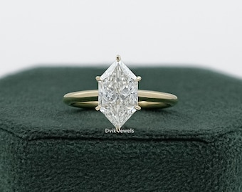 Dutch Marquise Cut Lab Grown Diamond Bridge Accent Ring, EF-VS Clarity Diamond Solitaire Bridal Ring, 14K Solid Gold Tulip Basket Set Ring