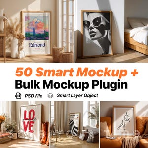 50 Frame Mockup Bundle, Bulk Mockup Plugin, PSD Wall Mockup Frame, PSD Frame Bundle, Smart Object Mockup, PSD Bundle Set, Frame Mock Up