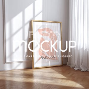 Glass Reflected Minimalistic Interior Mockup, Design Gallery Frame, Bright Tall Vertical Frame Mockup, Glass Reflection Smart Object Mockup