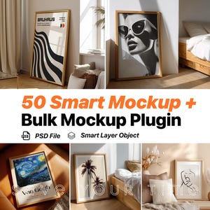 50 Frame Mockup Bundle, Bulk Mockup Plugin, PSD Wall Mockup Frame, PSD Frame Bundle, Smart Object Mockup, PSD Bundle Set, Frame Mock Up