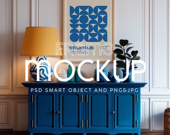 Mockup di cornice per parete retrò: Mockup PSD di oggetto intelligente