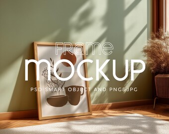 Boho Frame Mockup: oggetto intelligente PSD, interni minimalisti (download digitale)