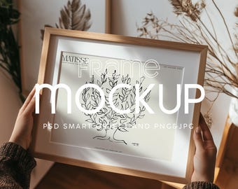 Mockup di cornice alla moda: PSD di oggetti intelligenti, mockup di negozio di poster personalizzabile