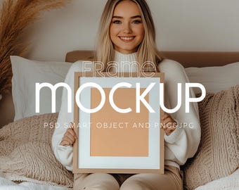 Mockup di cornice per camera da letto: esposizione di opere d'arte minimaliste (PSD)