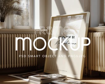 White Frame Mockup: Reflected Glass, Smart Object PSD (Digital Download)