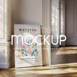 Minimalistic Interior Mockup Design Gallery Frame Mockup Bright Tall Vertical Frame Template Mockup Smart Object PSD Mockup Photoshop Mockup