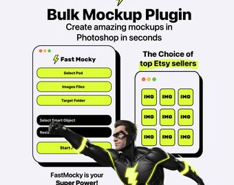 Plugin FastMocky per Photoshop: generatore di mockup in blocco, PSD di oggetti avanzati (licenza Premium)