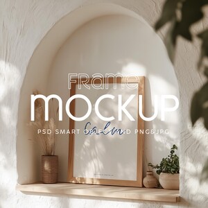 Wooden Poster Frame Mockup, Scandinavian Interior Poster Frame, Minimalist Decor Frame Mockup, PSD Mockup Smart Frame Mockup Aesthetic Frame