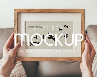 Mockup di cornice orizzontale: poster in legno, arte murale PSD (download digitale)