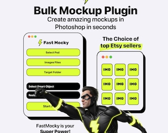 Plug-in FastMocky per Photoshop: generatore di mockup in blocco (licenza standard)